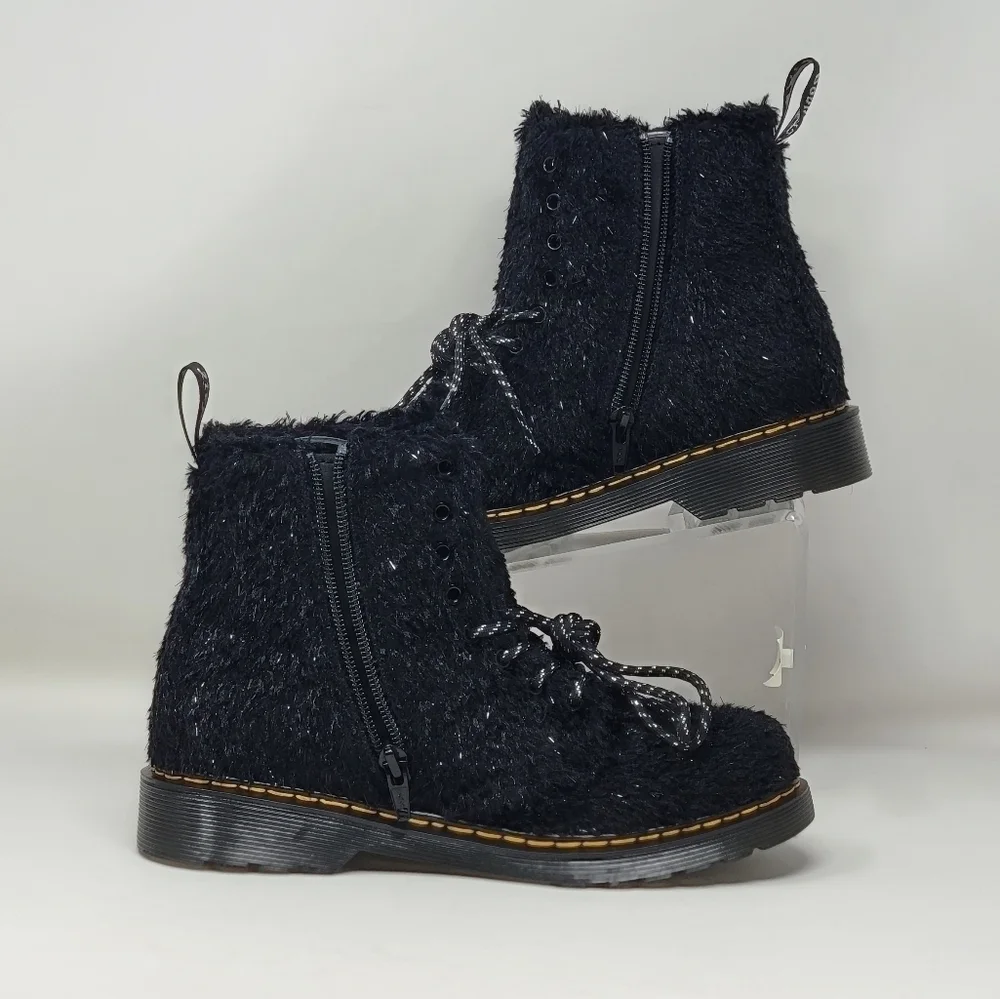 Dr. Martens 1460 PASCAL TINSEL FUR LACE UP BOOTS WOMENS US SIZE 5 NEW